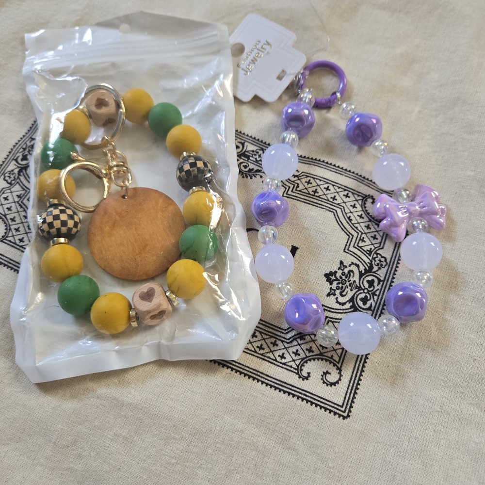 2 For 12 Colorful Beaded Keychain Bag Chain Set